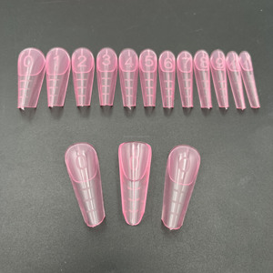 120ชิ้นสีชมพูรัสเซียอัลมอนด์แบบมีรอยบากทำจากพลาสติกฝรั่งเศสแบบคู่ปลายเล็บสำหรับต่อเล็บ - Product Image 5