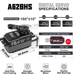 AGFRC A62BHS 16KG 0.058Sec Fast <strong>Speed</strong> HV Strong Metal Gears Brushless Digital Programmable Low Profile Servo for 1/10 RC Cars - Product Image 5