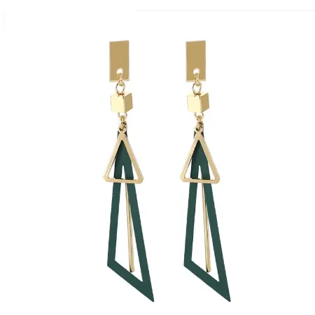 2020 Korean Long Statement Geometric Triangle Tassel Dangle Drop Earrings For Women Earrings Fashion Jewelry