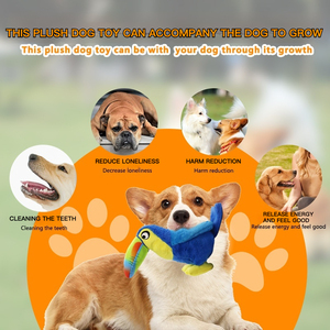 Sıcak satış mavi Toucan peluş köpek çiğnemek oyuncak karikatür tarzı arkadaşı sıkıntı kabartma sürdürülebilir çevre dostu halat evcil kuş severler - Product Image 3