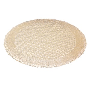 豪华PVC餐垫蓝色金属圆形PVC餐垫叶PVC餐厅餐垫 - Product Image 2