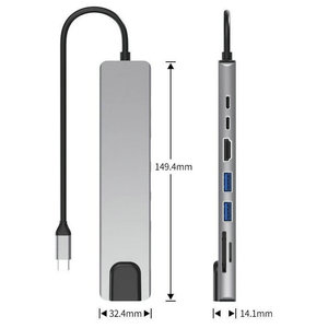 Nuovo tipo C Hub Ethernet Rj45 c Hub usb3. 1 4k Vga PD ricarica 8 in 1 Hub Usb 3.0 per Computer telefono PC - Product Image 4