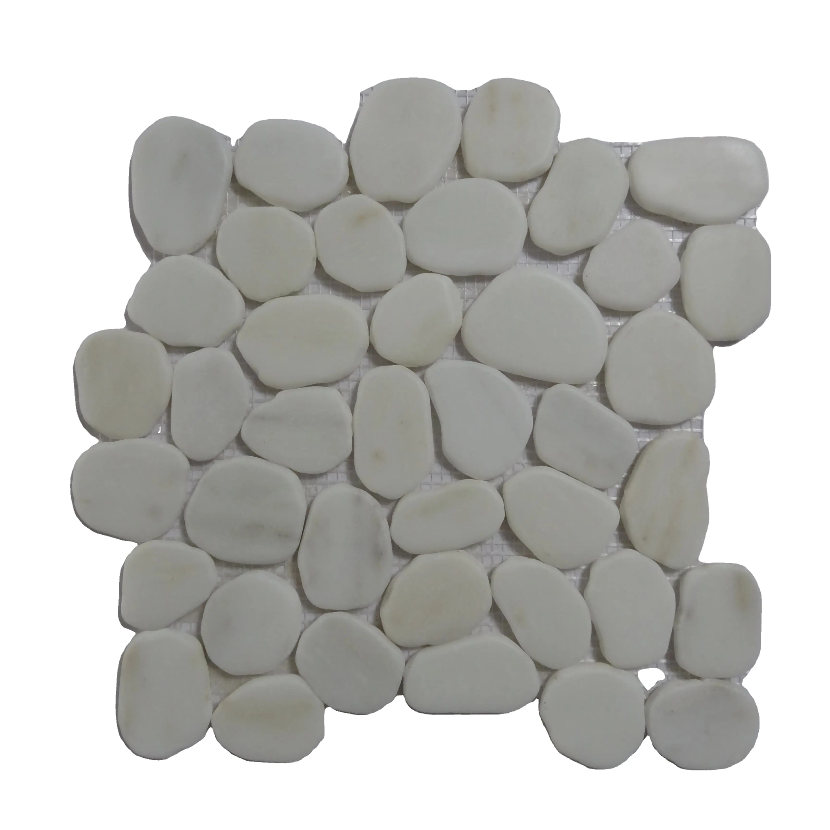 Mesh Mosaic Wandfliesen Pebble Stone Natur geschnittener Kiesel White Pebble