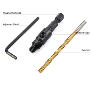 Wood Countersunk Bit 6 Pieces Drill Bit Set Size Screw pilot <strong>Hole</strong> Hand Tool Set #5 #6 #8 #10 #<strong>12</strong>
