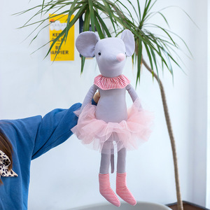 卸売ノベルティオーガニックリネンコットン赤ちゃんのおもちゃ35cmマウスぬいぐるみ