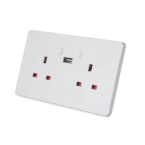 高品质英国智能wifi 2 gang白色双插座，带单USB按钮和计时器240V 13A电源 - Product Image 2