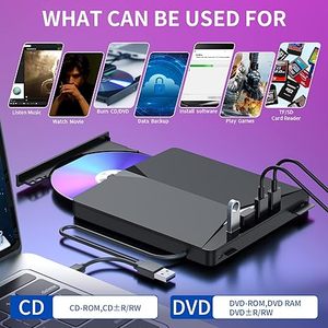 7 in 1 External <strong>CD</strong>/DVD Drive USB 3.0 DVD Player Portable <strong>CD</strong>/DVD Burner <strong>CD</strong> <strong>ROM</strong> External DVD Drive for Laptop Desktop <strong>PC</strong> Windows - Product Image 3