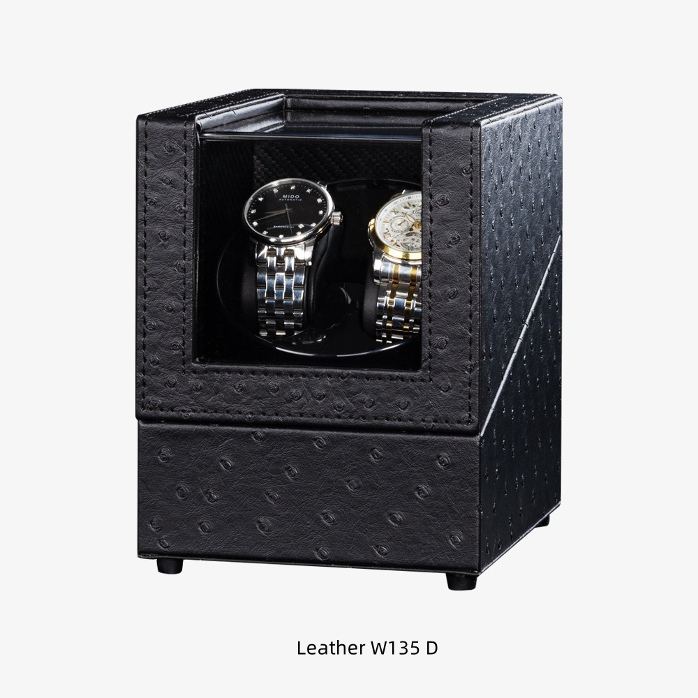 Black Ostrich Leather W135D