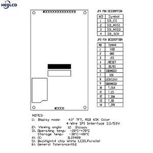 Venta del fabricante 4,0 "320x480 480*320 Módulo de pantalla TFT LCD con interfaz ILI9488 IC SPI para sistema de reconocimiento facial - Product Image 6