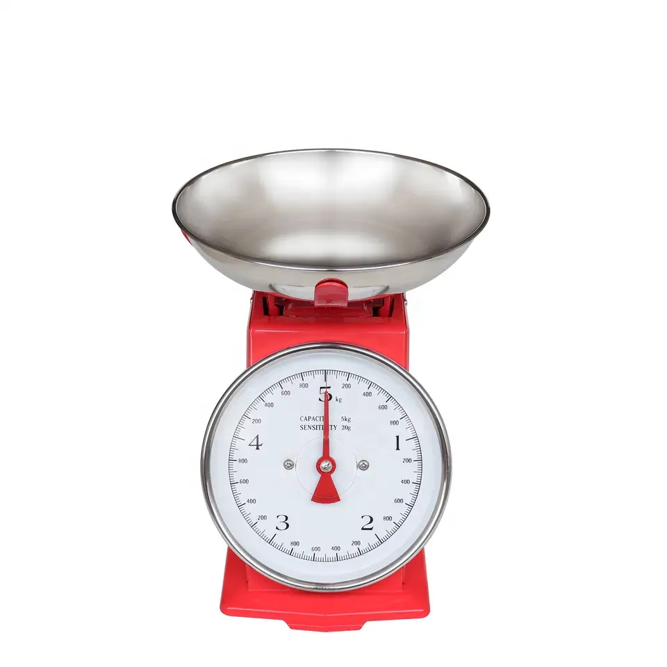 CE RoHS stainless steel powder coating color option 5 kg available dial spring food weighing mechanical kitchen scale