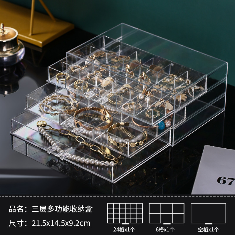 Transparent three-layer multi-functional 31-compartment