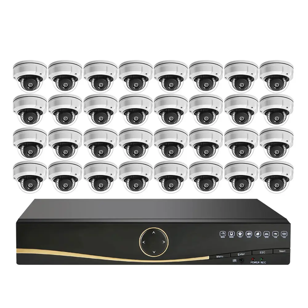 Gözetim CCTV NVR sistemi 32 kanal ev güvenlik kamerası sistemleri 32CH 5MP H265 + Dome kamera PoE kiti desteği max 8TB HDD