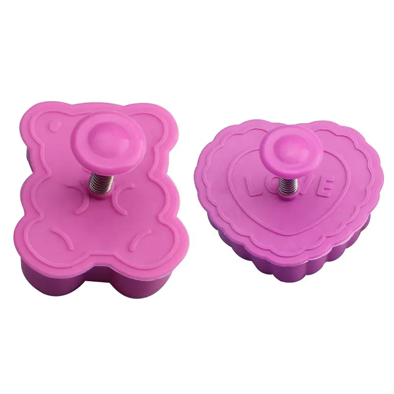 Cookie Cutter Press Set 4 PCS Cookie Stamp Biscuit Mold 3D Cookie Plunger Cutter DIY Baking Mould for Fondant Cake