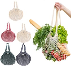 Lemonfilter Reutilizáveis Grocery Bags 5 Pack, Saco de Cordas Lavável, Produto de malha de algodão com alça longa sacola para frutas