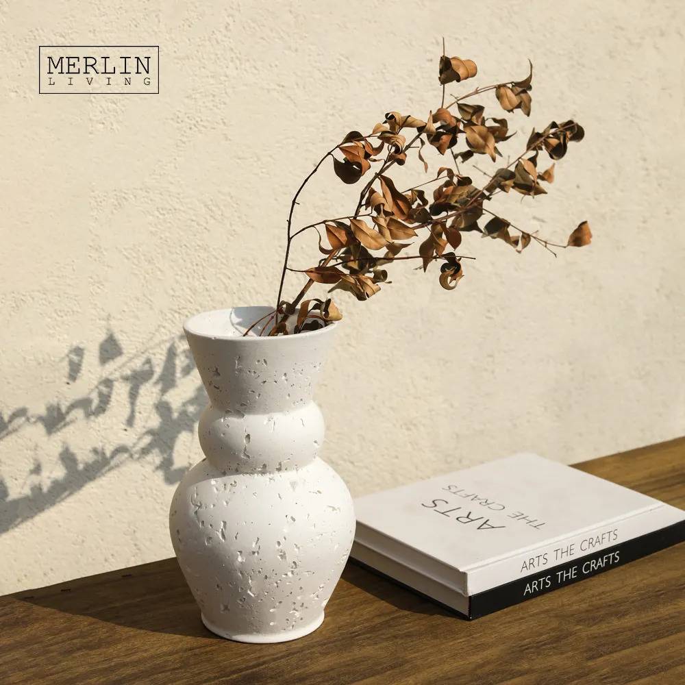 Merlin hidup seni batu gua minimalis vas tanaman vas dekorasi rumah Chaozhou keramik pabrik grosir OEMODM