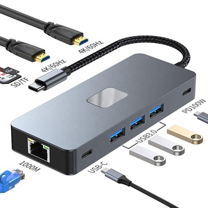 10 in 1 USB C Hub zu Dual HDMI 4K 60Hz USB Typ C Adapter Hub Dock Mit USB 3.0 Ethernet RJ45 1000 Mbit/s