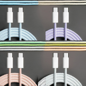 สายเคเบิลถักที่เป็นมิตรกับสิ่งแวดล้อม1ม. 2ม. PD 60W USB C TO Type C สายชาร์จเร็วสำหรับโทรศัพท์ Type-C สายข้อมูลสีขาวสีดำที่กำหนดเอง