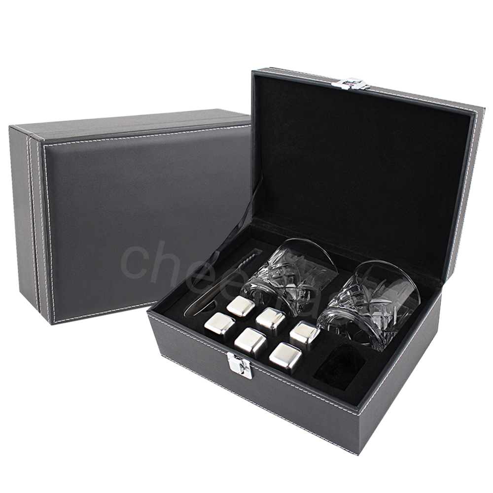 Ensemble cadeau de pierres à whisky CF-IC-W5 avec verres (Boîte noire)