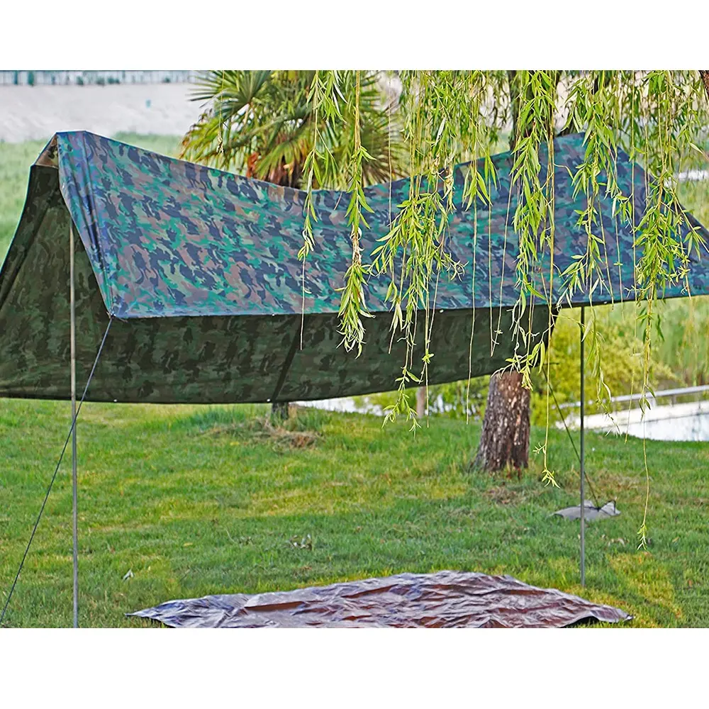 Không thấm nước nhiệm vụ trung bình Camo Tarpaulin ngụy trang PE Tarpaulin ngụy trang cắm trại Tarp lều không thấm nước