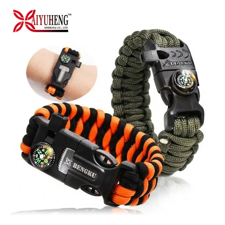 Pulseira paracord, equipamento ao ar livre, acampamento, sobrevivência