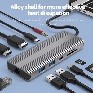 10合1 C型集线器USB C到Displayport和HDTV 8K 30hz以太网集线器多端口适配器扩展坞双显示器 - Product Image 6