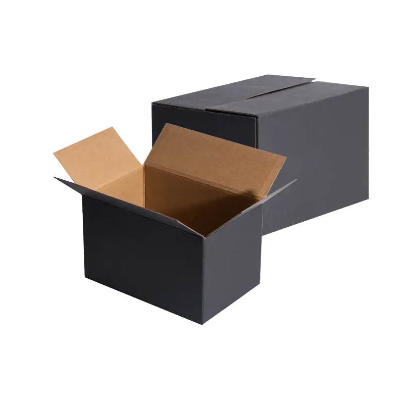 Cartón con logotipo personalizado, embalaje de envío de carga corrugado resistente, papel móvil negro, caja de cartón de impresión de paquete personalizado