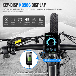 カスタマイズキー-Disp KD986 36v 48v大画面電動自転車ディスプレイ (USB充電ポート付き) - Product Image 5