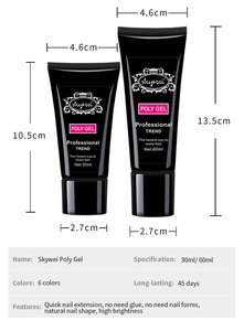 Özel etiket SKYWEI 6 renkler toksik olmayan Uv poli tırnak jeli kiti 30ml/60ml tüp profesyonel şeffaf poli acrygel seti - Product Image 3