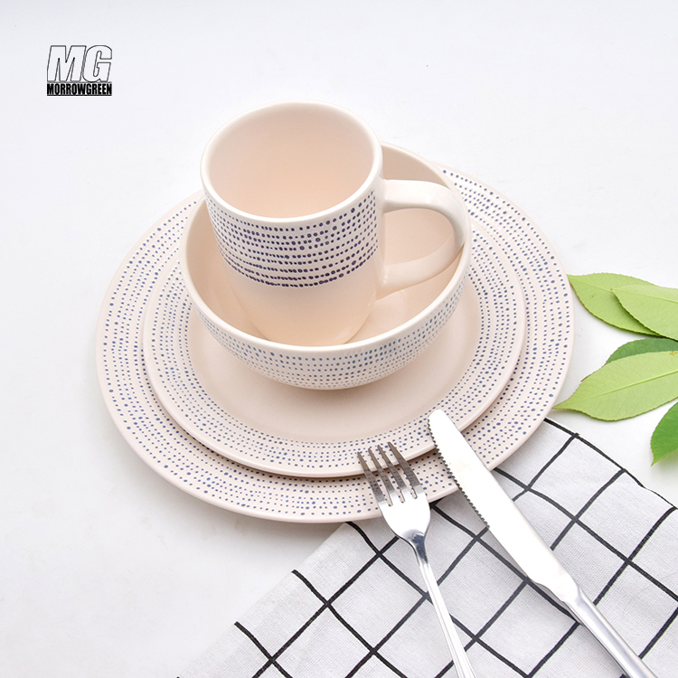 Wholesale Stoneware Pad Printing Dinner Set Western Dinnerware Set Ceramic Plates Sets Dinnerware