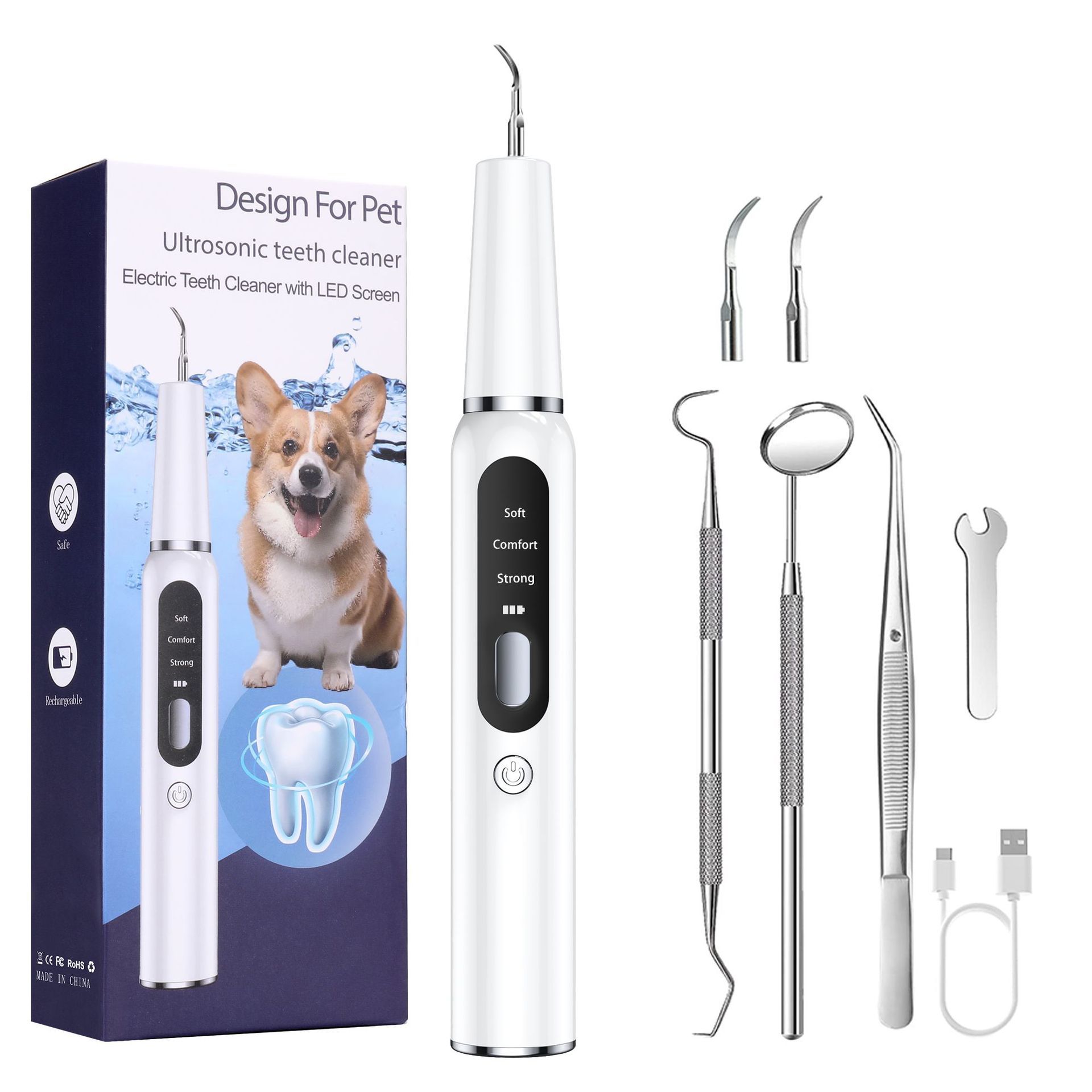 Nettoyant dentaire pour animaux de compagnie K15 blanc, ensemble de 3 pièces