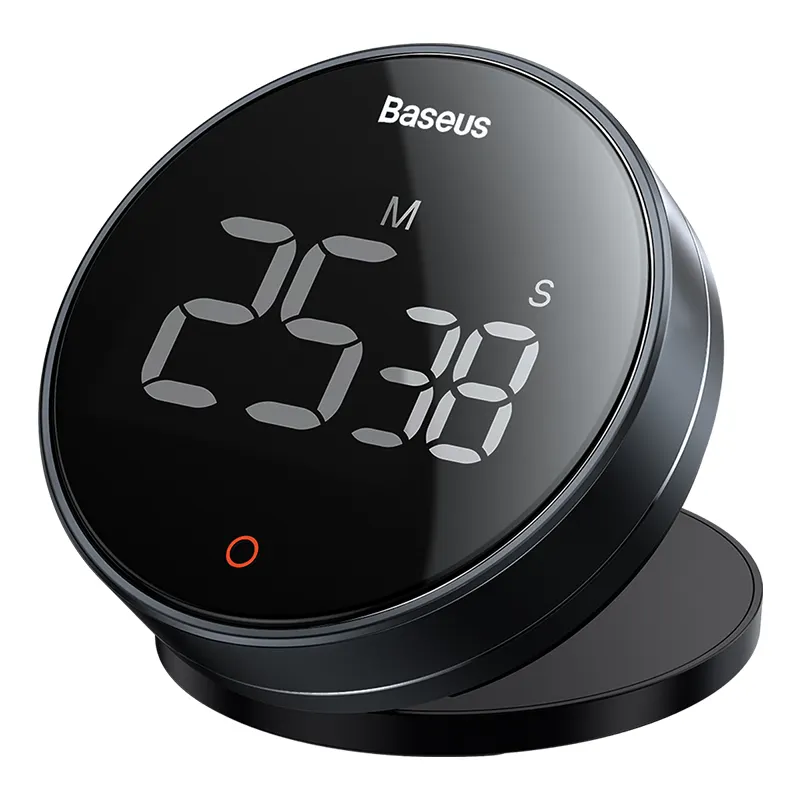 Baseus relógio despertador, despertador magnético de contagem regressiva para cozinha, suporte digital de mesa, temporizador de cozinha