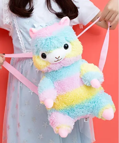 Mẫu Miễn Phí Plush Cầu Vồng Lama Ba Lô Túi Đồ Chơi/Nhà Máy Trực Tiếp Plush Lama Túi Đi Học/Nhồi Bông Alpaca Schoolbag Búp Bê Đồ Chơi