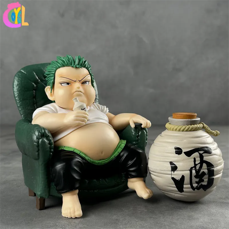 Hot selling Anime ONE PIECES Zoro Fat House Pranks Drinking Wine Fat Man Sauron Bringing Big Wine Pot Figure Toys