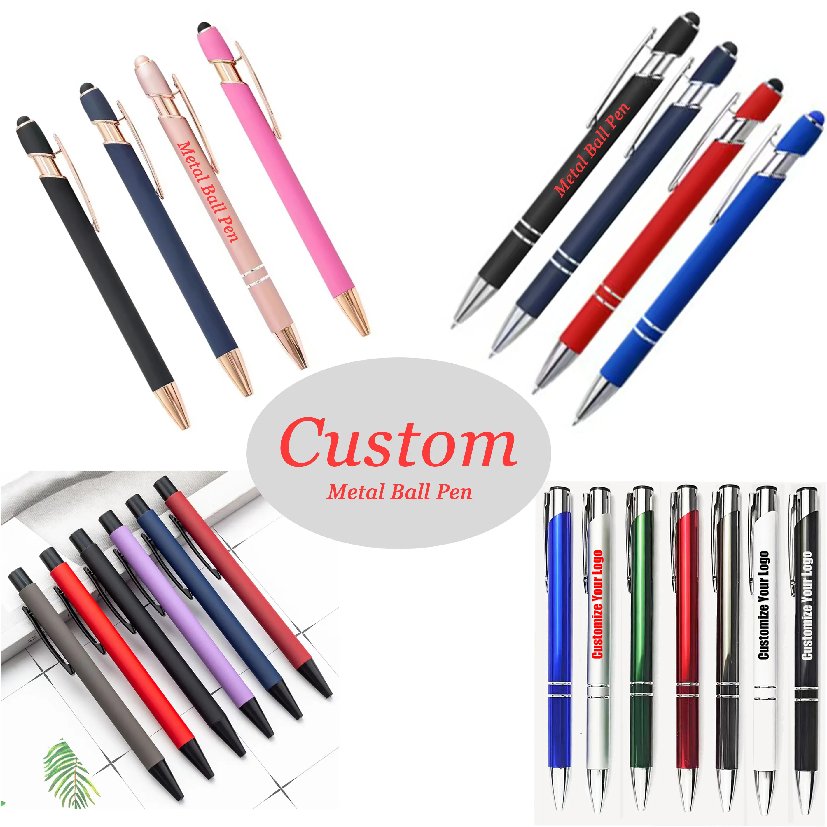 High Quality Custom Logo Ballpoint Pens Aluminum Stylus with Laser Engraving Promotional Logo Pen