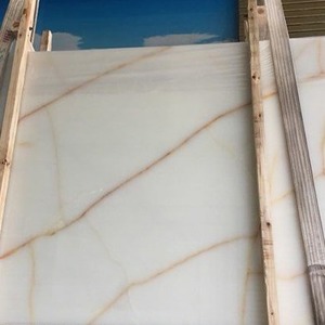 Giá nhà máy, đá cẩm thạch Onyx trắng tuyết lớn, nhiều, dạng tấm lát sàn, vân màu vàng cam nâu vàng - Product Image 5