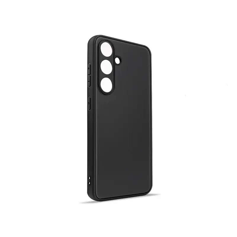 Casing ponsel hitam kosong Matte TPU PC casing ponsel kulit PU casing belakang untuk Samsung Galaxy S24 Ultra S24 Plus