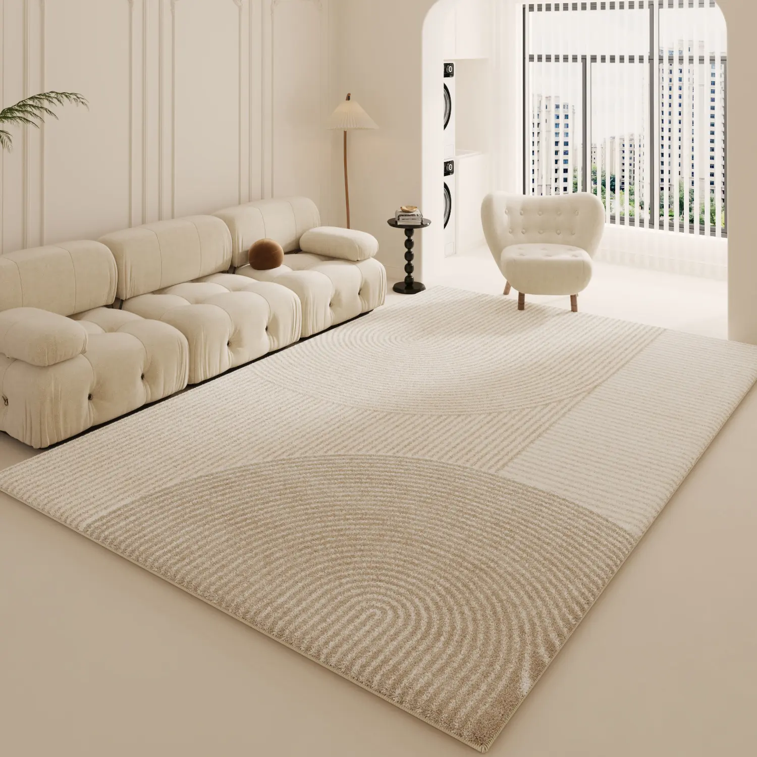 2024 nuovo moderno tappeto minimalista stile soggiorno stile crema capelli lunghi per la casa comodino tappeto tappeto all'ingrosso camera da letto tappeto