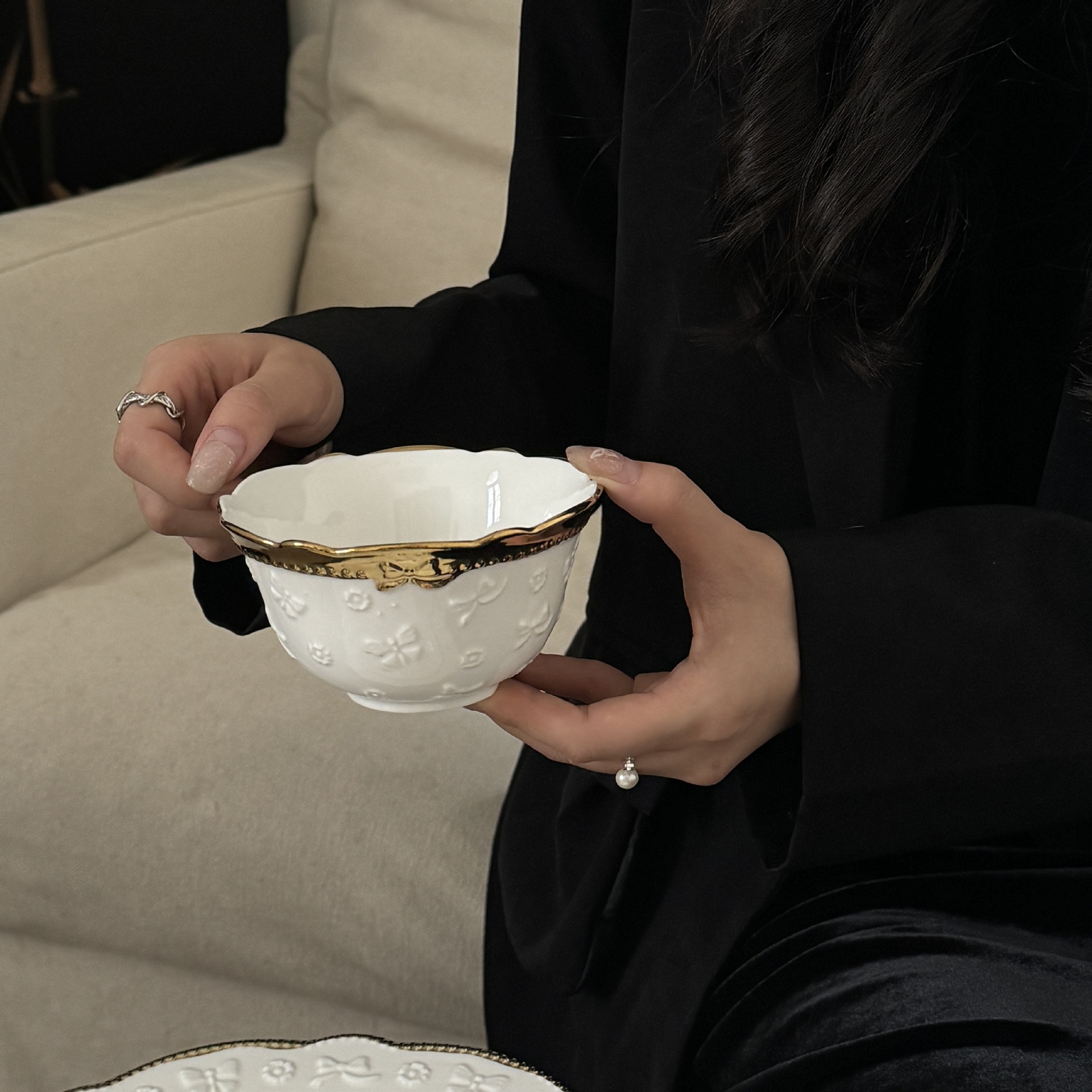 Flower Language Butterfly Golden Bowl 11.5*5.5