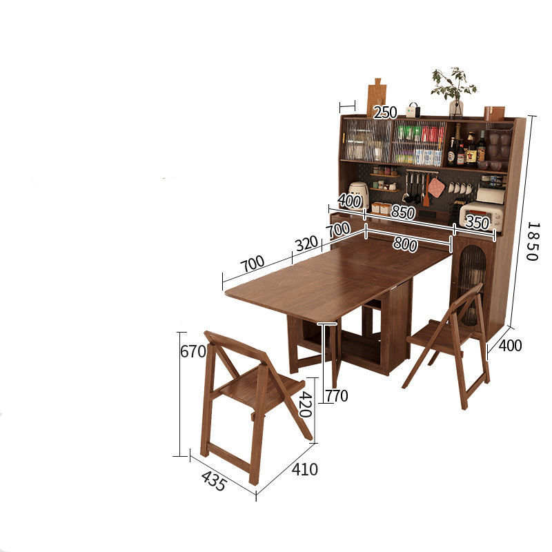 โต๊ะรับประทานอาหาร Walnut Green ขนาด 1.6 เมตร พร้อมตู้เก็บของและเก้าอี้ 2 ตัว