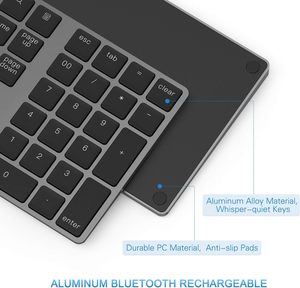 Teclado numérico ABS Bluetooth, teclado numérico inalámbrico recargable de 34 teclas, teclado numérico externo delgado para Macbook MacBook
