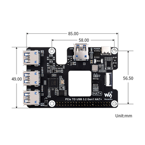 Ahududu Pi 5 PCIe USB 3.2 Gen1 genişleme kartı PI5 adanmış adaptör panosu 4 Onboard USB portları sürücü ücretsiz tak ve çalıştır