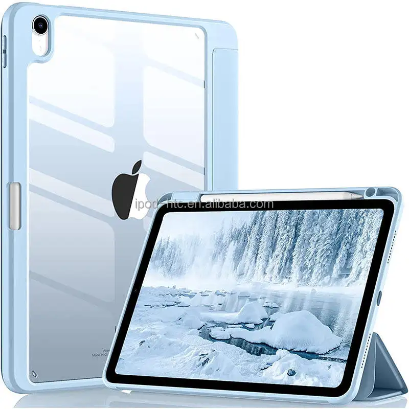 Smart Transparent Case With Pen Holder For iPad Air 4/5th/ 10th Generation 2022 10.9 /11/12.9 Inch Tablet Cover Case