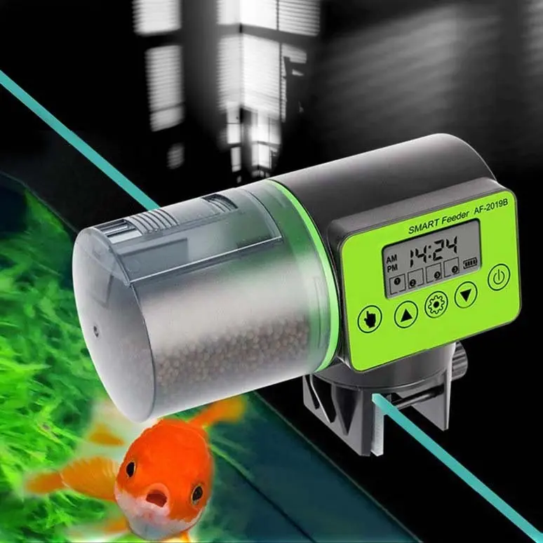 Mini aquário alimentador de peixes automático, equipamento com temporizador, dispensador com lcd para alimentação de animais de estimação