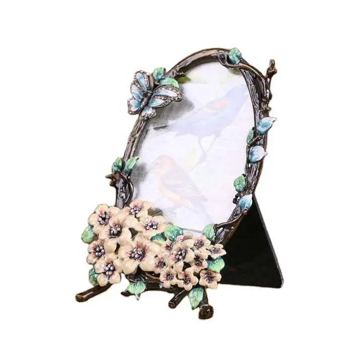 Creative Pastoral Picture Frame With Diamonds Flowers And Birds Antique Decorations Qixi Art Stage Old Decoration Frame