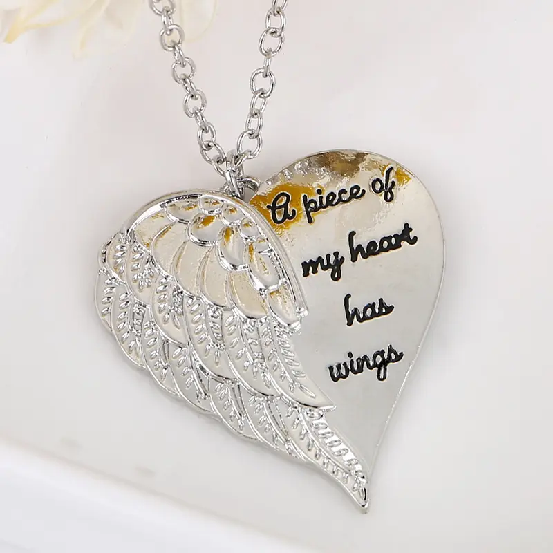 Collar de alas de Ángel con letras de amor, joyería de diamantes, gran oferta