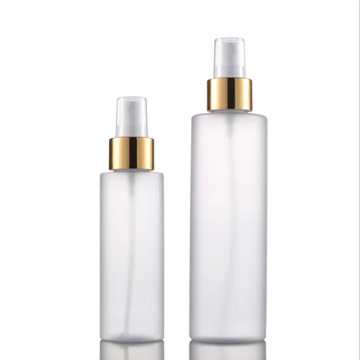 thick plastic white body silver pump spray bottle cosmetic100ml 200ml mist spray pet pump bottle with Screw lotion bottle
