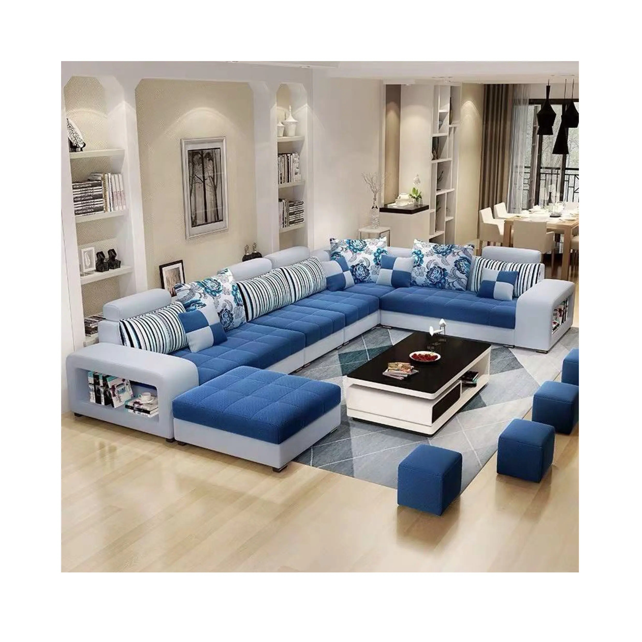 Divani da soggiorno moderni 5 6 7 8 posti divani in tessuto componibili Set di mobili da soggiorno
