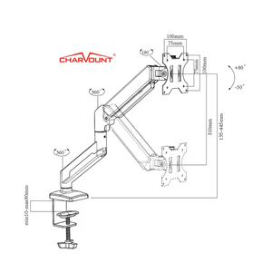 Charmount แขนยึดจอคอมพิวเตอร์เครื่องเดียวหมุนได้100*100มม. คุณภาพสูง