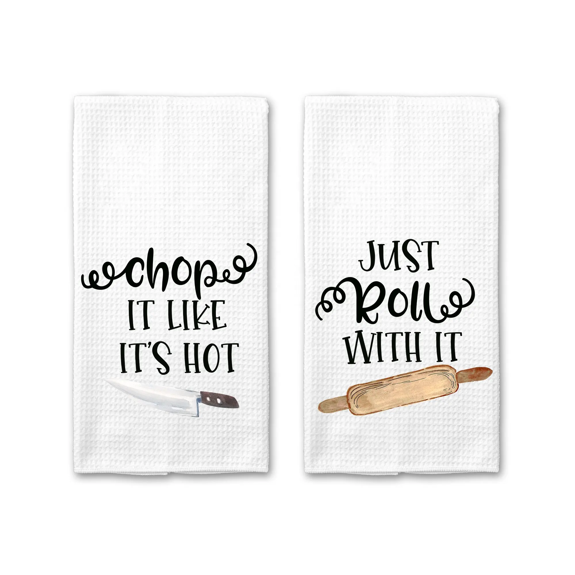 Oh por garfo doce presente de inauguração engraçado jogo de palavras Waffle branco decoração de cozinha toalha de chá