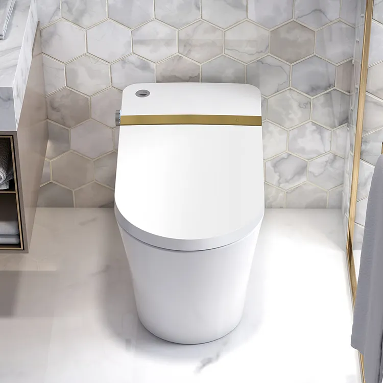 Salle de bain moderne, toilette intelligente, toilette électronique en céramique montée au sol